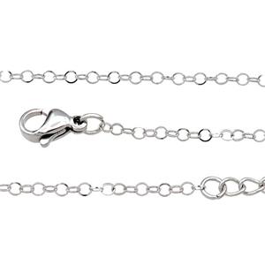 Raw Stainless Steel Necklace Chain, approx 2mm, 44-49cm length