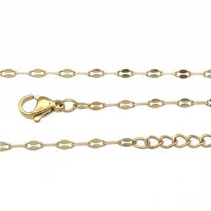 Stainless Steel Necklace Chain Gold Plated, approx 2mm, 44-49cm length
