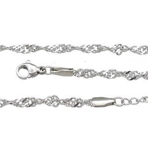 Raw Stainless Steel Necklace Chain, approx 3mm, 44-49cm length