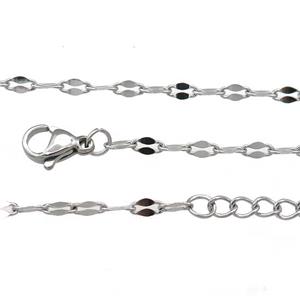 Raw Stainless Steel Necklace Chain, approx 2.4mm, 44-49cm length