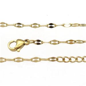 Stainless Steel Necklace Chain Gold Plated, approx 2.4mm, 44-49cm length