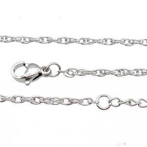 Raw Stainless Steel Necklace Chain, approx 2mm, 44-49cm length
