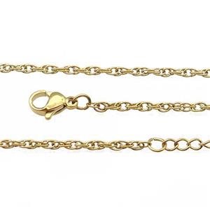 Stainless Steel Necklace Chain Gold Plated, approx 2mm, 44-49cm length