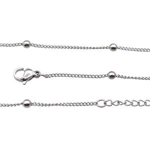 Raw Stainless Steel Necklace Chain, approx 1.2mm, 3mm, 44-49cm length
