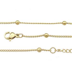 Stainless Steel Necklace Chain Gold Plated, approx 1.2mm, 3mm, 44-49cm length
