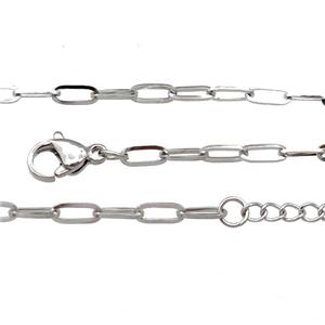 Raw Stainless Steel Necklace Chain, approx 3.2x8mm, 44-49cm length