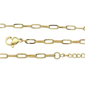 Stainless Steel Necklace Chain Gold Plated, approx 2.5x6.5mm, 44-49cm length
