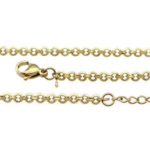 Stainless Steel Necklace Chain Gold Plated, approx 3mm, 44-49cm length