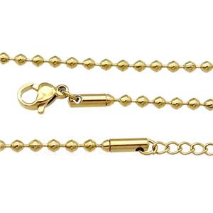 Stainless Steel Necklace Ball Chain Gold Plated, approx 2.4mm, 44-49cm length