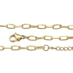 Stainless Steel Necklace Chain Gold Plated, approx 3x6.5mm, 44-49cm length