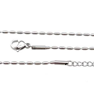 Raw Stainless Steel Necklace Chain, approx 1.5x3mm, 44-49cm length