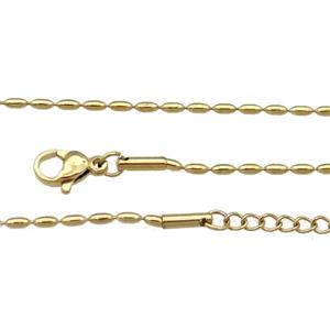 Stainless Steel Necklace Chain Gold Plated, approx 1.5x3mm, 44-49cm length
