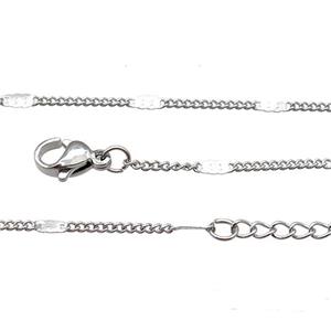Raw Stainless Steel Necklace Chain, approx 1.4mm, 44-49cm length