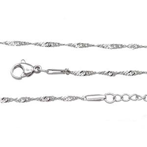 Raw Stainless Steel Necklace Chain, approx 1.8mm, 44-49cm length