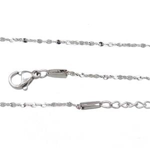 Raw Stainless Steel Necklace Chain, approx 1.4mm, 44-49cm length
