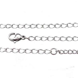 Raw Stainless Steel Necklace Chain, approx 3mm, 44-49cm length