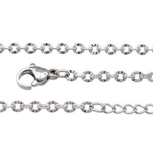 Raw Stainless Steel Necklace Chain, approx 2.5mm, 44-49cm length