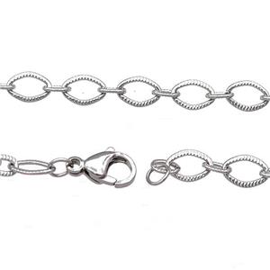 Raw Stainless Steel Necklace Chain, approx 6-8mm, 50cm length