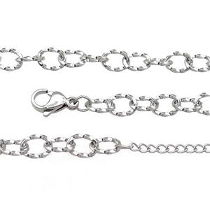 Raw Stainless Steel Necklace Chain, approx 6.5x8.5mm, 44-49cm length