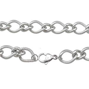 Raw Stainless Steel Necklace Chain, approx 8-10mm, 10-13mm, 50cm length