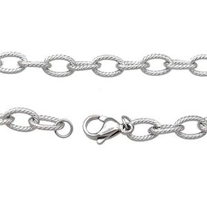 Raw Stainless Steel Necklace Chain, approx 6-10mm, 50cm length