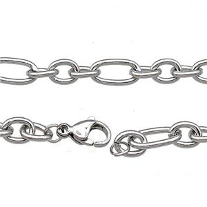 Raw Stainless Steel Necklace Chain, approx 7-13mm, 7-8mm, 50cm length