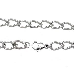 Raw Stainless Steel Necklace Chain, approx 7-11mm, 50cm length