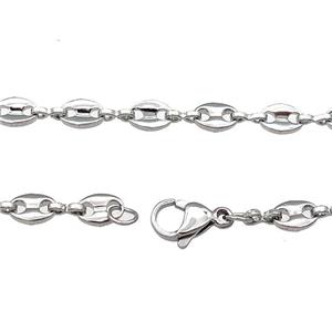 Raw Stainless Steel Necklace Chain, approx 5.5-7.8mm, 50cm length