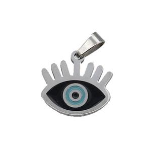 Raw Stainless Steel Evil Eye Pendant Enamel, approx 12-15mm