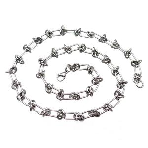 Raw Stainless Steel Necklace, approx 9mm, 54cm length