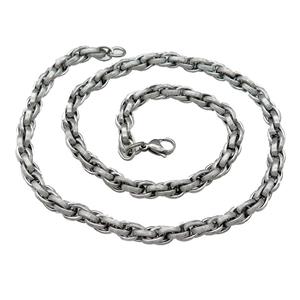 Raw Stainless Steel Necklace, approx 7mm, 54cm length