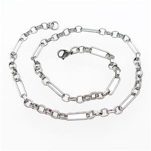 Raw Stainless Steel Necklace, approx 6.5mm, 6.5x18mm, 54cm length