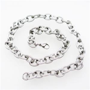 Raw Stainless Steel Necklace, approx 2.5x11x15mm, 54cm length