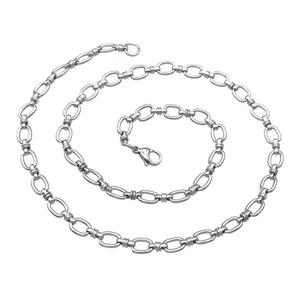 Raw Stainless Steel Necklace, approx 6.5x9mm, 52cm length
