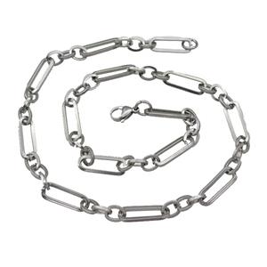 Raw Stainless Steel Necklace, approx 8x10mm, 8-23mm, 54cm length