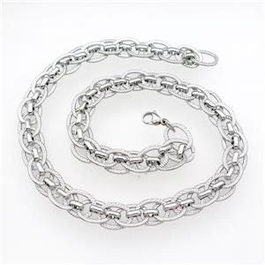 Raw Stainless Steel Necklace, approx 14mm, 54cm length