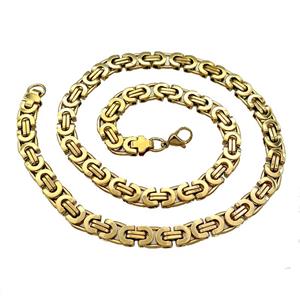 Stainless Steel Necklace Gold Plated, approx 8mm, 54cm length