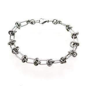 Raw Stainless Steel Bracelet, approx 9mm, 21cm length