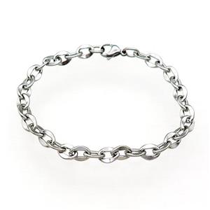 Raw Stainless Steel Bracelet, approx 5.5mm, 21cm length