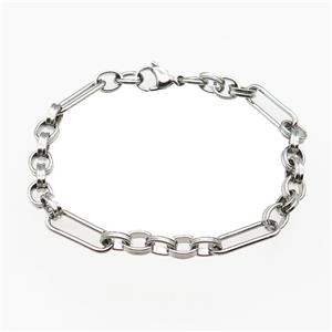Raw Stainless Steel Bracelet, approx 6-8mm, 6-19mm, 21cm length