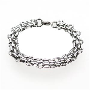 Raw Stainless Steel Bracelet, approx 11mm, 21cm length