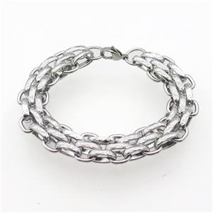 Raw Stainless Steel Bracelet, approx 15mm, 21cm length