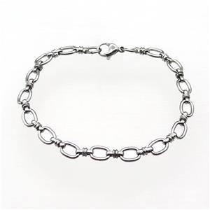 Raw Stainless Steel Bracelet, approx 6.5mm, 21cm length