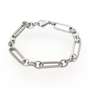 Raw Stainless Steel Bracelet, approx 8-10mm, 8-23mm, 21cm length