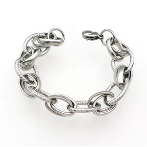 Raw Stainless Steel Bracelet, approx 15mm, 21cm length