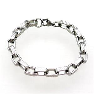 Raw Stainless Steel Bracelet, approx 8mm, 21cm length