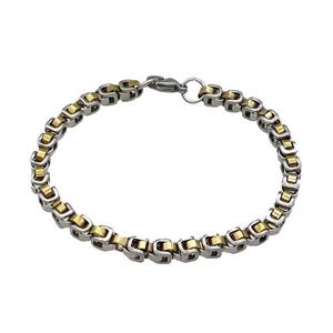Stainless Steel Bracelet Gold Plated, approx 5mm, 21cm length