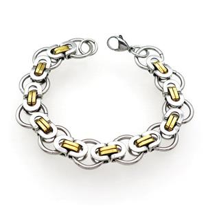 Stainless Steel Bracelet Gold Plated, approx 8mm, 21cm length
