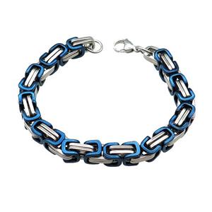Raw Stainless Steel Bracelet Blue, approx 8mm, 21cm length