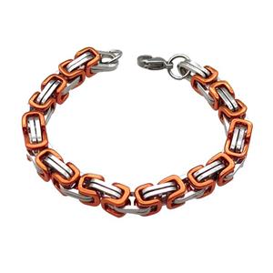 Raw Stainless Steel Bracelet Orange, approx 8mm, 21cm length